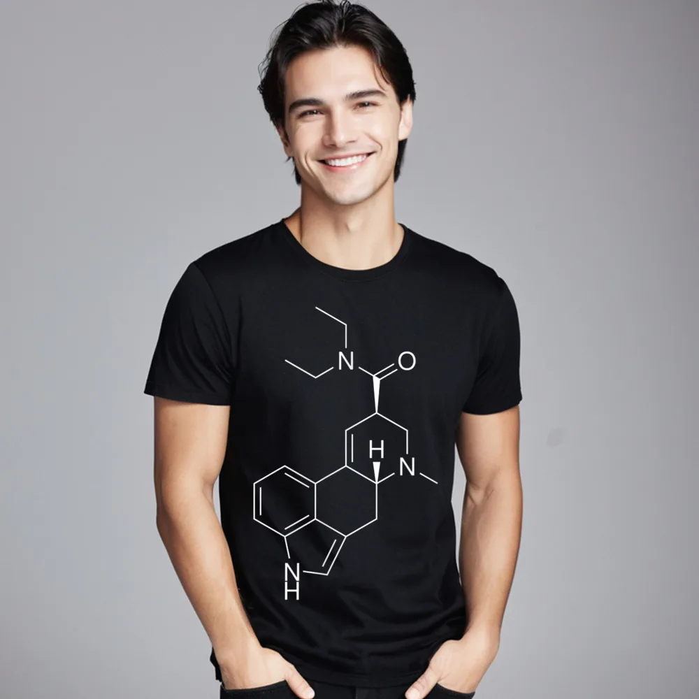 LSD Molecule T-Shirt__20406 Funny T-Shirt Grandpa 100% Cotton Father Day Tops & Tees Tee Shirts Short Sleeve Classic Crew Neck
