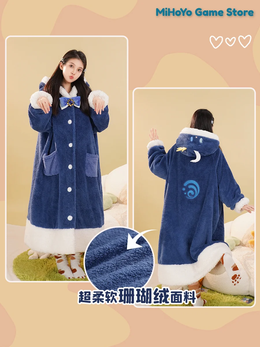 Hooded Pajamas Game Costume Tripartite Delusion Genshin Impact Cosplay Comic Con Party Fontaine Lynette/Lyney/Furina Night-robe