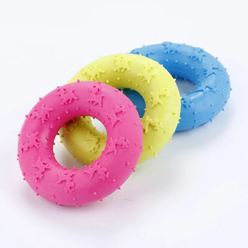 

Funny Chew Donut Circle Ring Small Dog Toys Sound Interactive Chew Pet Toys for Golden Retriever Large Dogs Training Puppy