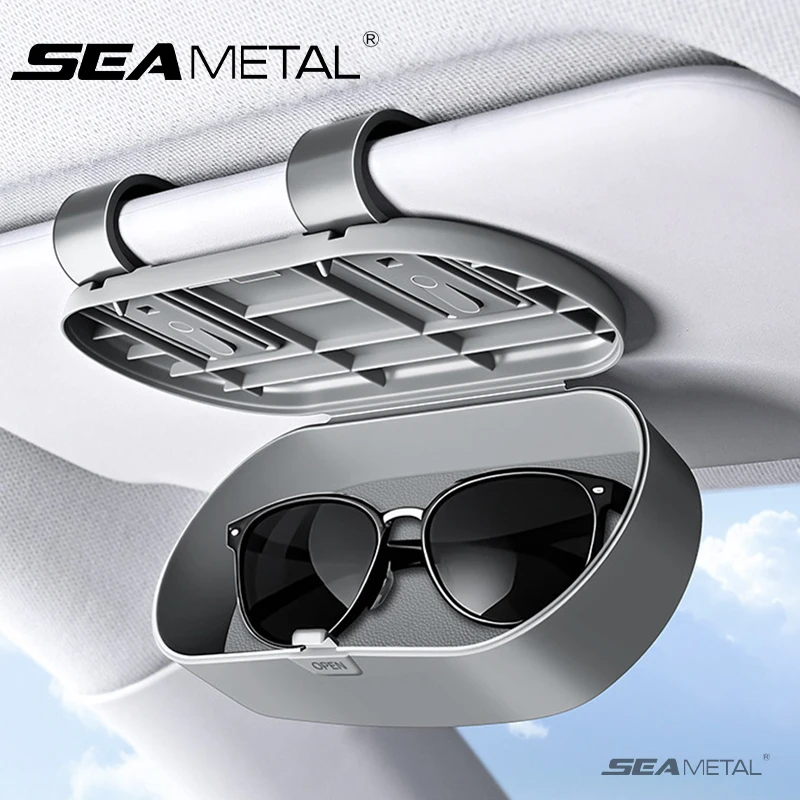 SEAMETAL Auto-Brillenetui Sonnenblendenhalterung Brillenhalter Kratzfester Organizer Brillenhalter Kartenfach Zubehör
