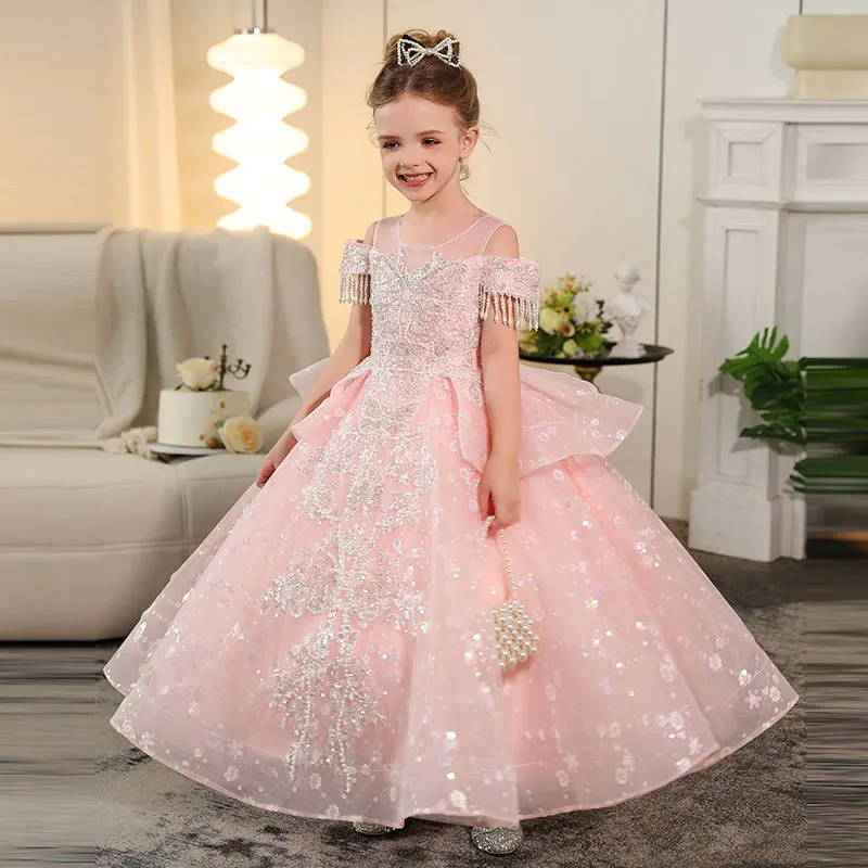 Vestido de princesa infantil, vestidos de aniversário para meninas de 2 a 8 anos, roupas de menina, vestido de festa infantil elegante