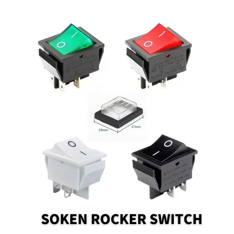 Uniteelec-Soken Black Rocker Switches RK1-01 16A 4Pins ON-OFF  Inverter Welding Machine Coffee Maker Switch