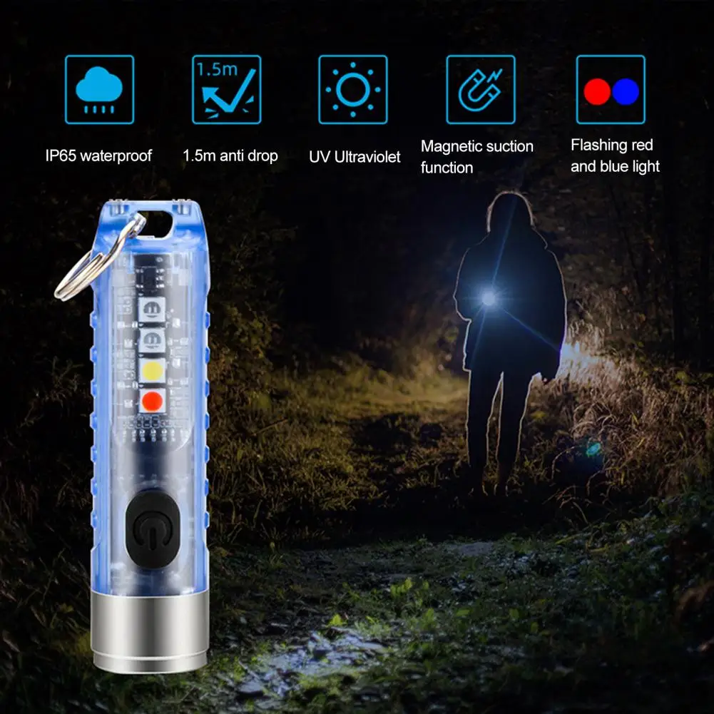 

LED Flashlight IP66 Waterproof Rechargeable One-Key Start Keychain Flashlight USB Charging High Brightness Emergency Lamp