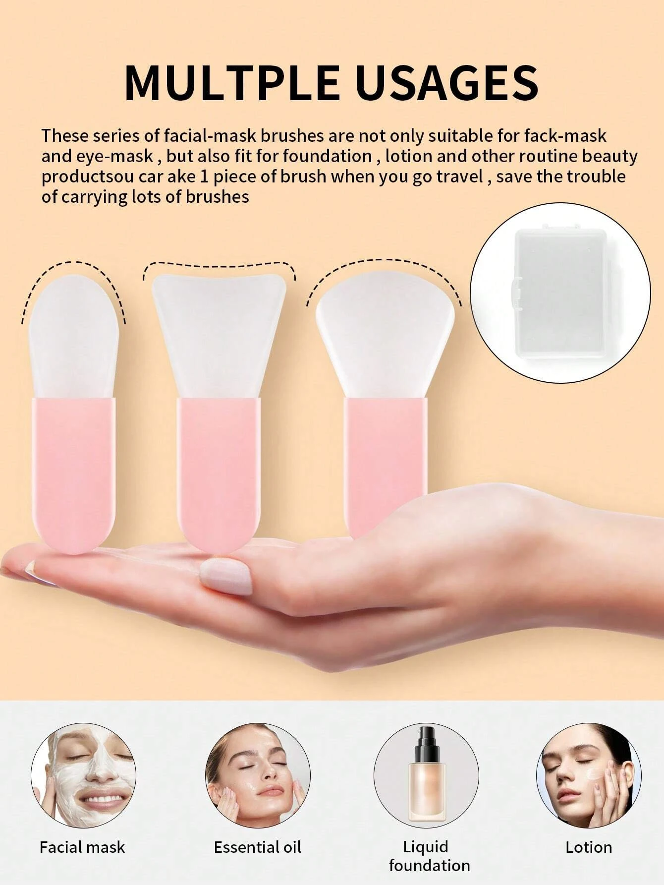 3 peças aplicador de máscara escova de silicone macio, mini espátula de maquiagem conjunto de ferramentas de beleza facial, lama facial, escova de máscara de maquiagem