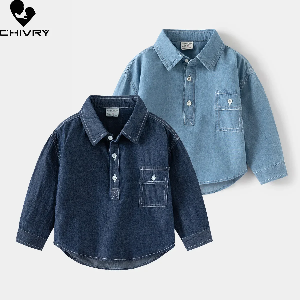 

Kids Classic Denim Shirts New 2024 Spring Autumn Boys Girls Long Sleeve Lapel Solid Washed Soft Denim Shirt Tops Casual Clothing