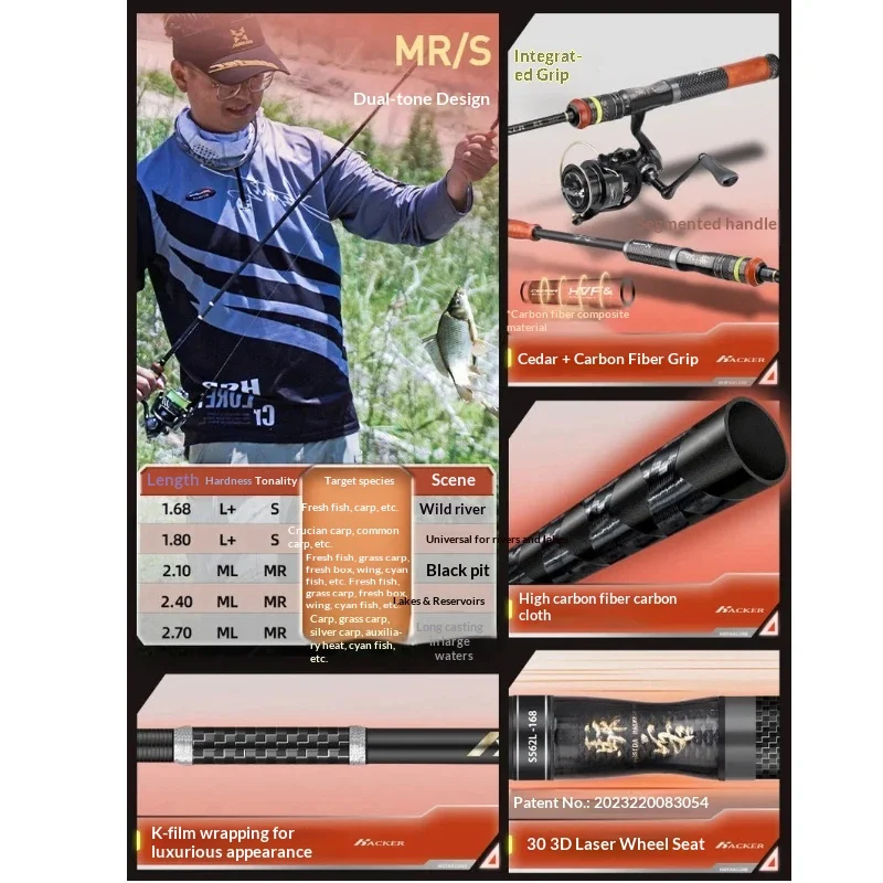 

Удочка Hasida Hacker 2025 New Lure Slide, высококачественные кольца Fuji, рукоятка из карбонового волокна, для дальнего заброса, полный комплект