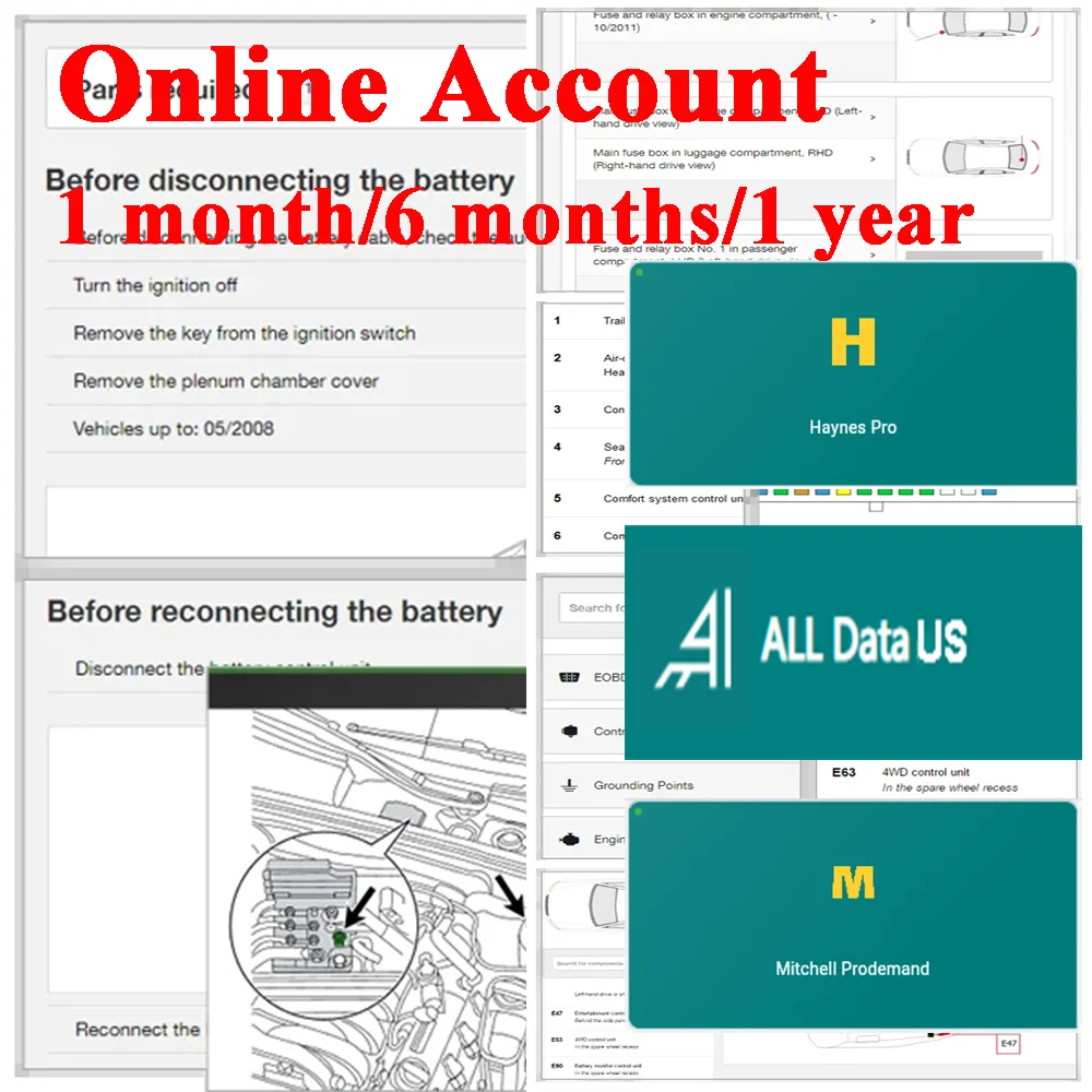 2026 New Online Account for Alldata Haynes-pro Mitchell Newest Car Repair Manual Wiring Diagram Software Support Mobile/PC Login
