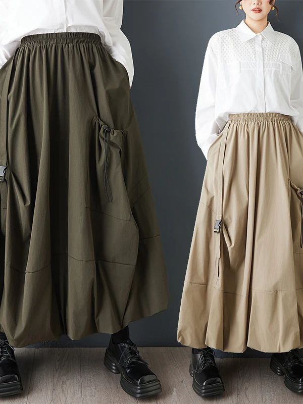 Casual cintura alta workwear saia feminina faion big ket utili saia design assimétrico senhoras premium quali