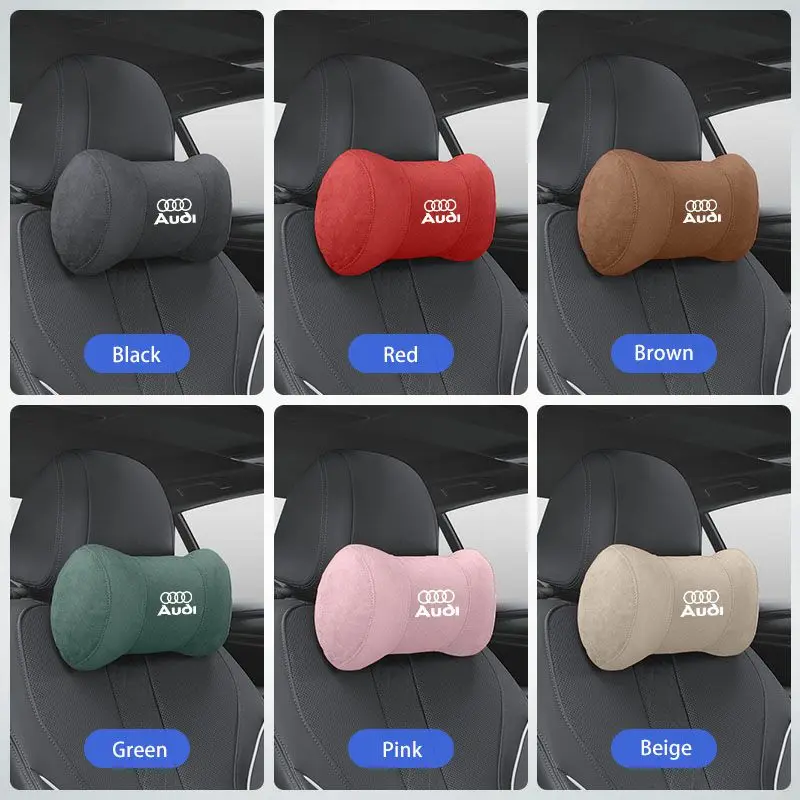 Car Seat Safety Headrest Pad Auto Logo Neck Pillow For Audi Quattro A3 A4 A6 A5 Q5 A1 Q7 Q3 Q2 Q8 A7 A8 TT S1 SQ5 RSQ3 RSQ8