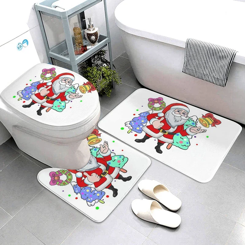 Flannel Bathroom Toilet Three-Piece Carpet Toilet Non-Slip Absorbent Floor Mat Combination 3-Piece Set