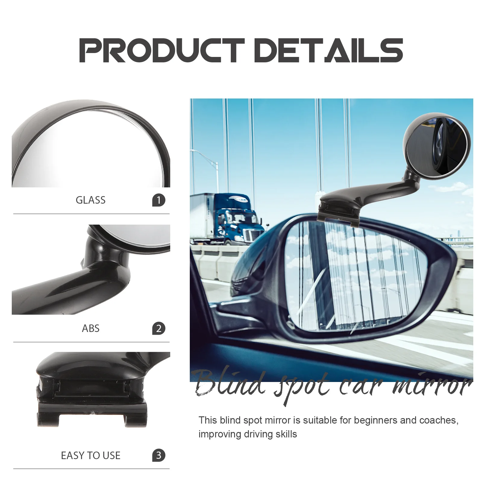 

Blind Spot Car Mirror Right Side Round Convex Rear View Mirror for Suv Truck Auto Blindspot Visibility Enhancement with 360