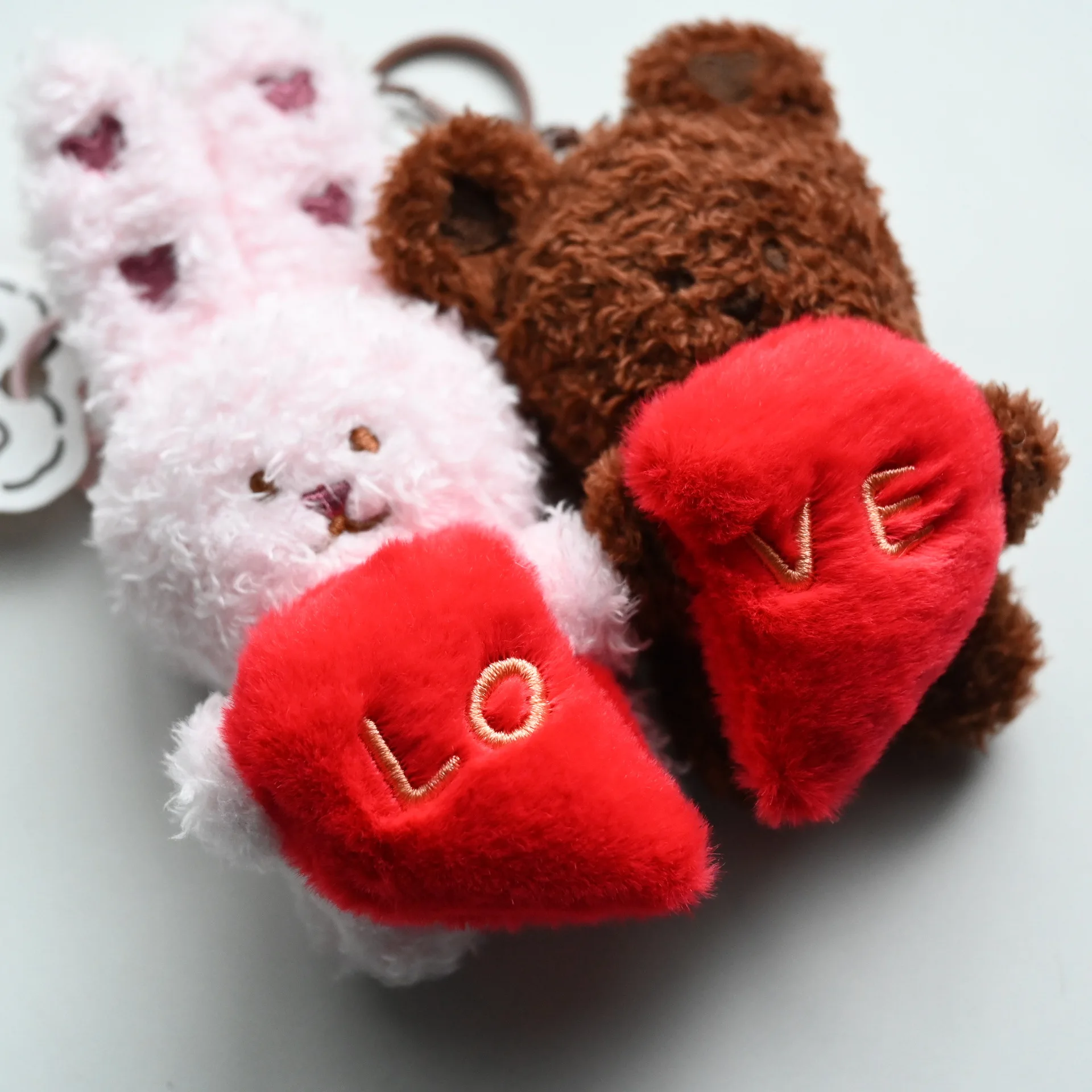 1 زوج المعطرة زوجين الحيوان أفخم دمية لعبة قلادة المفاتيح الكرتون الدب الأرنب ظهره ديكور قلادة المفاتيح زوجين هدية