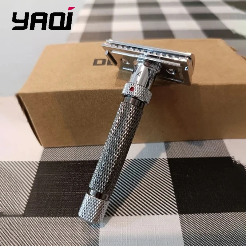 ماكينة حلاقة آمنة للرجال بلون كروم قابلة للتعديل من ياكي