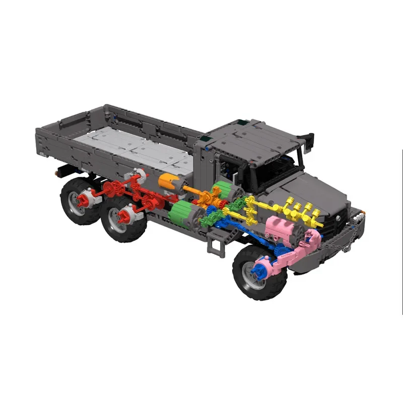 Building Block Model MOC-58727Outdoor Rock Ruins 6x6 Semi-Trailer Tilt Dump Truck 2116Parts Birthday Creative Christmas Toy Gift