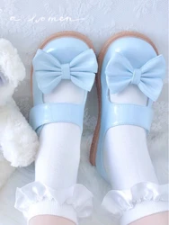 Fashion Uniform Small Leather Shoes Female Lolita Vintage Platform Round Head Shoes Women Tie Bow Student Girl Mary Jane Shoes