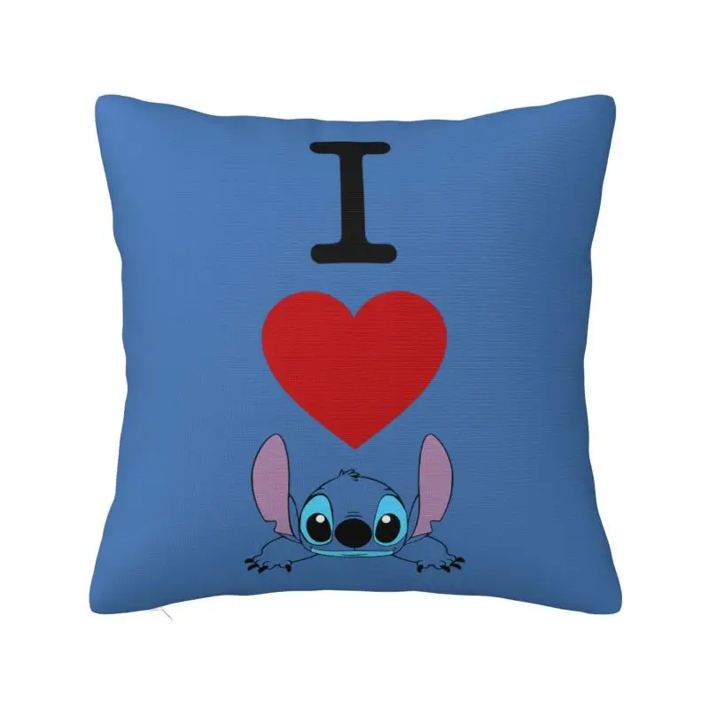 Custom Nordic I Love Stitch Anime Cushion Cover Velvet Pillow Case