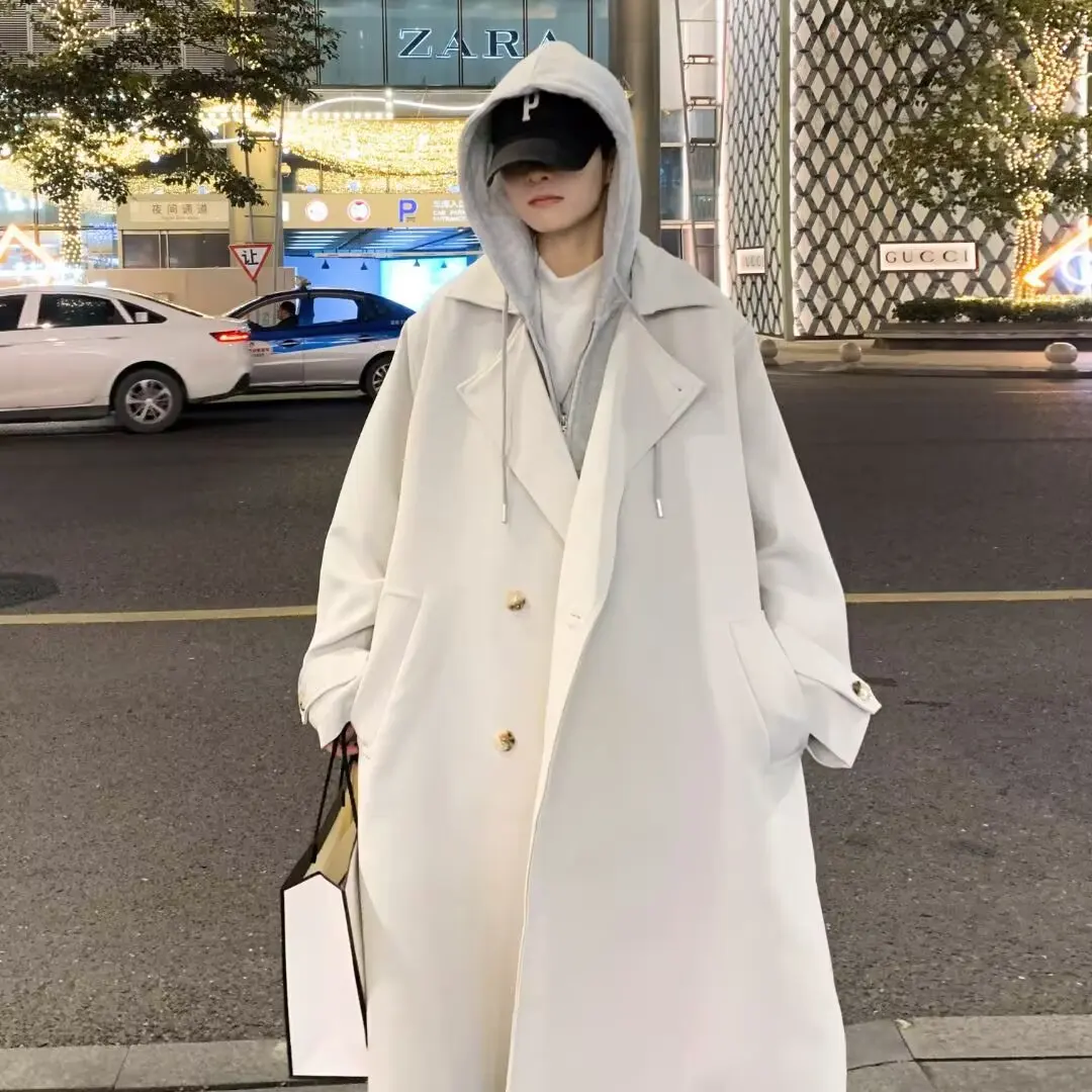 

Мужское длинное пальто из шерстяной смеси для зимы, для города и улицы, в городском стиле, для общественных мероприятий, утепленное