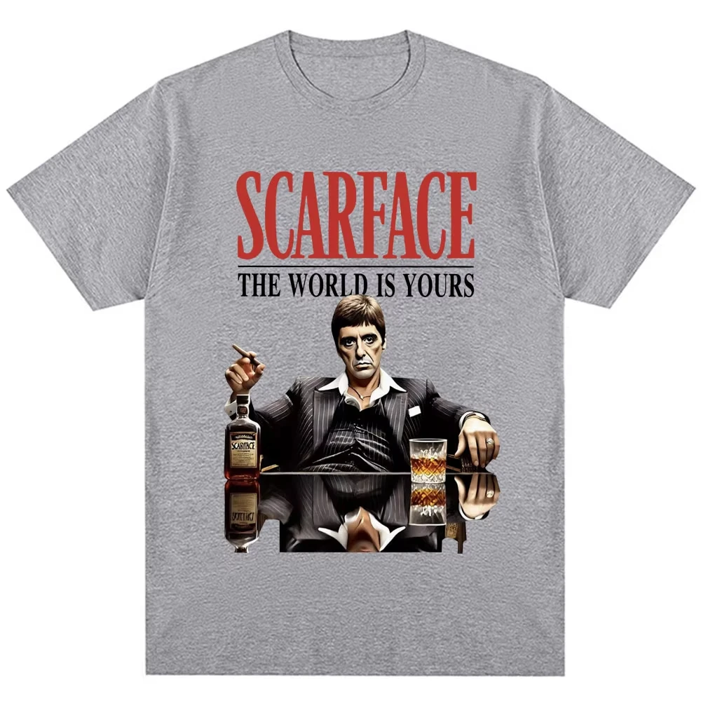 Tony Montana Scarface T-Shirt The World Is Yours Herrenbekleidung Hip Hop Vintage Kurzarm-Baumwoll-T-Shirt Unisex Fashion Street – Detail 7