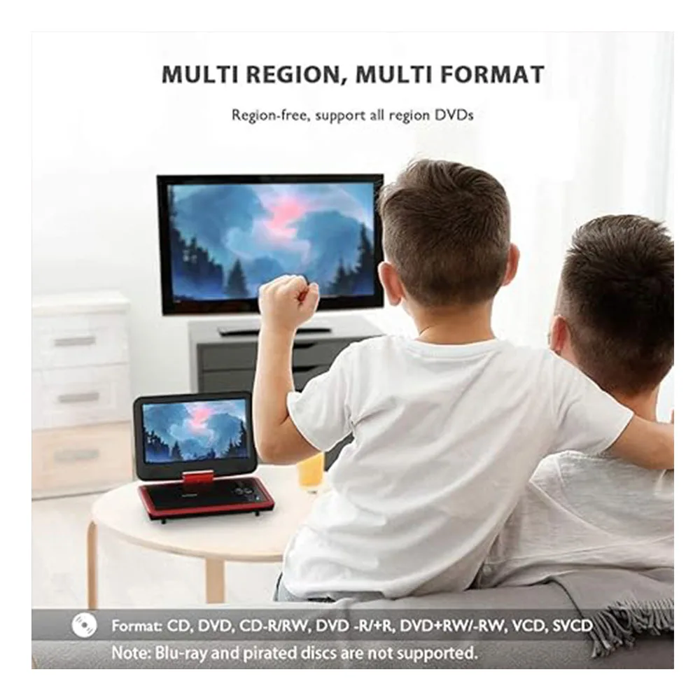 مشغل DVD محمول مقاس 11.5 بوصة من ieGeek مع بطاقة SD/منفذ USB، بطارية قابلة لإعادة الشحن لمدة 5 ساعات، شاشة واقية للعين مقاس 9.5 بوصة، تدعم AV-in /