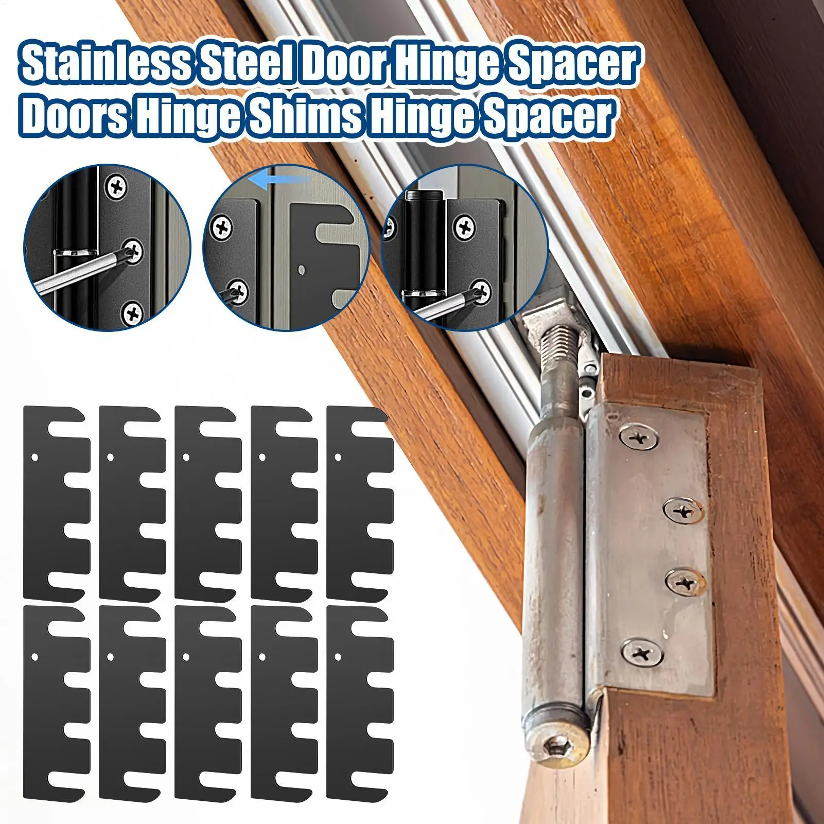 Hinge Shims Stainless Steel Rust Resistant Repair Fixing Plate Tool Hinge Repair Plate for Home Kitchen Frame Door Cabinet