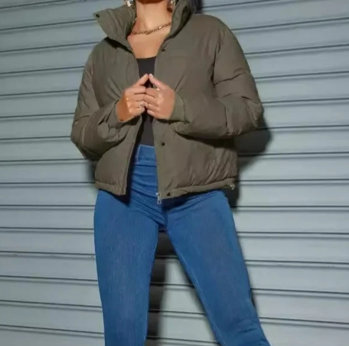 

Warm Fluffy Coat Female CoatWomen's Short Thickened down Cotton Jacket Stand Collar Bread Style Coat Winter Outerwear