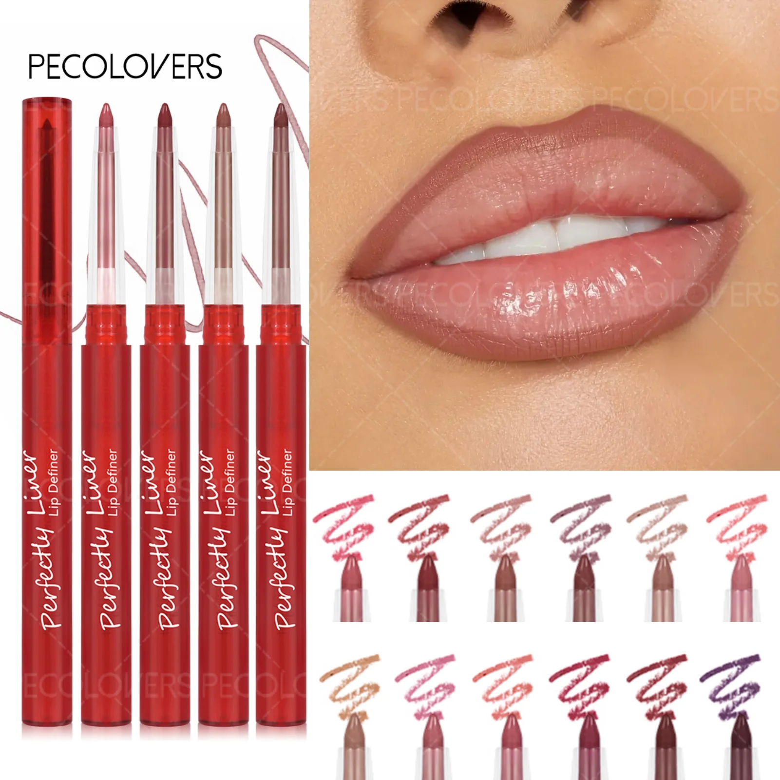 Kit de lábios nude fosco com renderização de alta cor, batom à prova d'água de longa duração, esmalte e forro para ocasiões diárias e especiais, 1 unidade