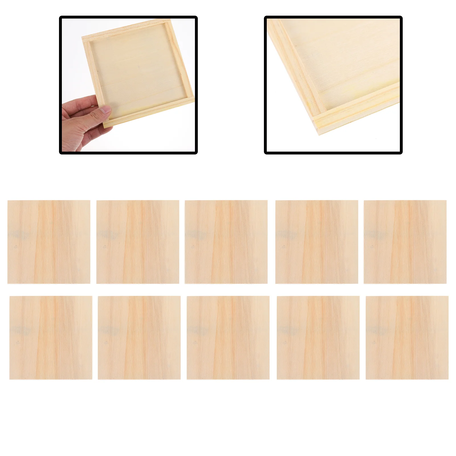 

10 Pcs Blank Wooden Picture Frame Photo Unfinished Holder Clay Holders Crafts Painting Frames Kids Child Educational Toy