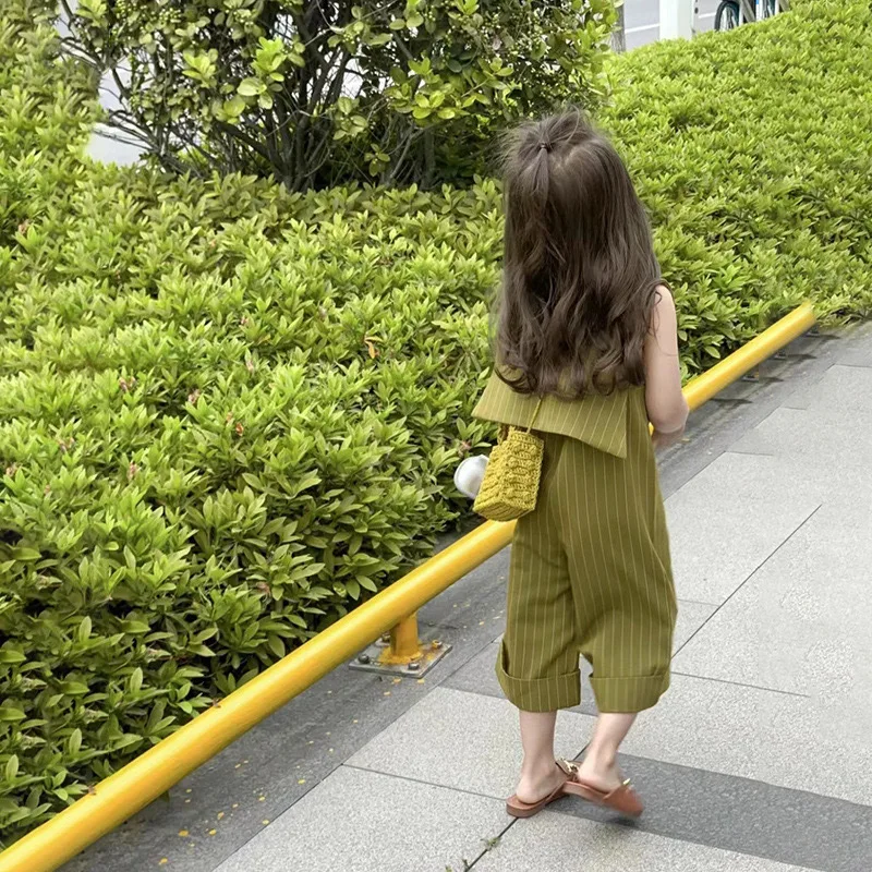 Baju anak perempuan Terusan, baju terusan anak perempuan gaya Barat, celana kaki lebar modis musim panas