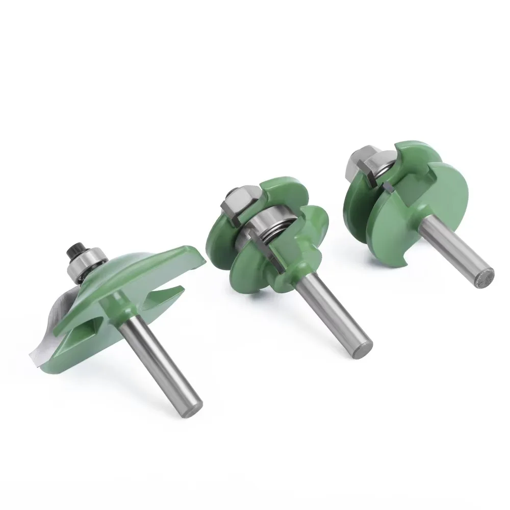 3PC/Set 8MM Shank Milling Cutter Wood Carving Cabinet Rail Stile Tenon Router Bit Set Door Cabinet Panel Raiser Ogee Wood Cutter