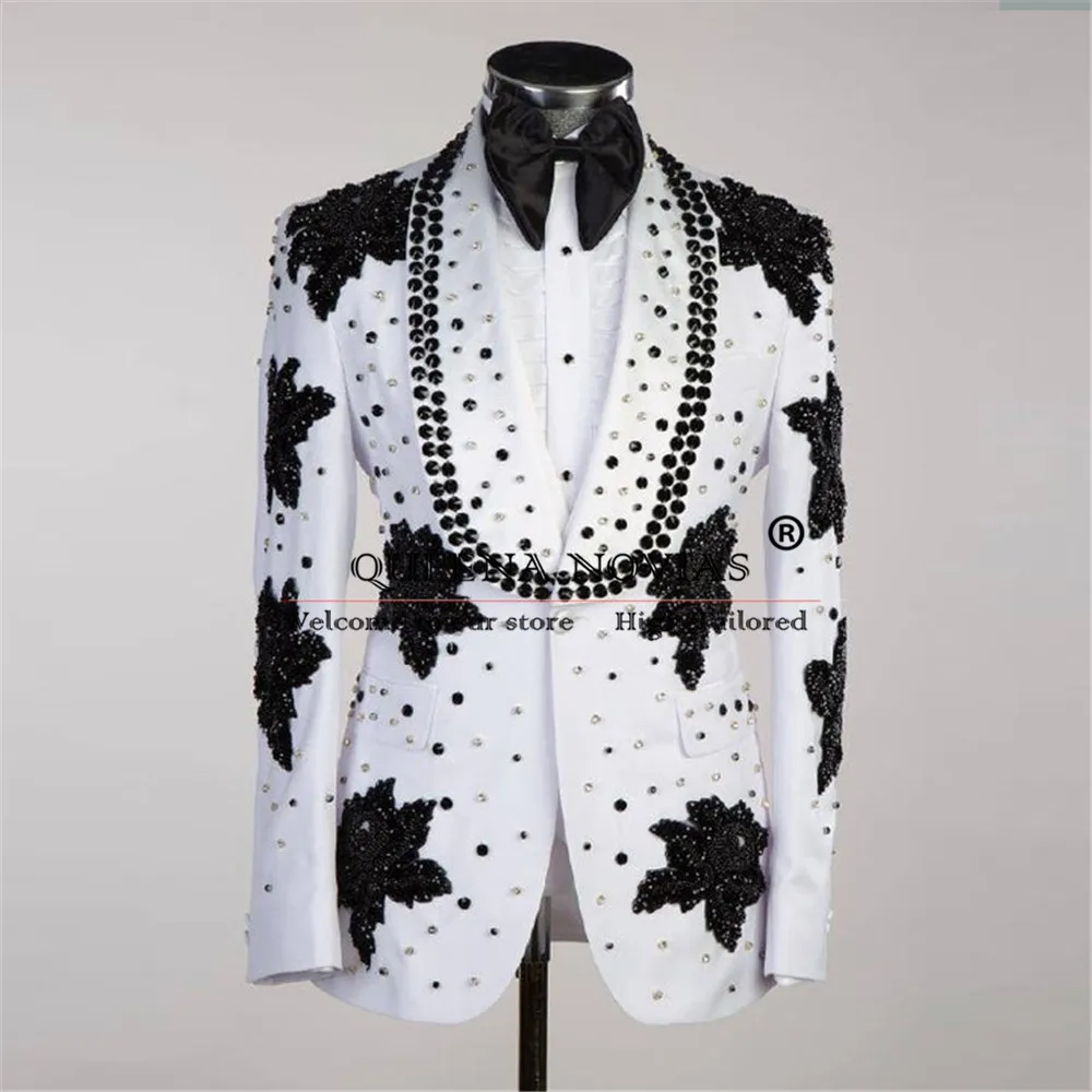 Exquisite Crystals Beaded Suits Men Sparkly Shawl lapel Prom Blazer Customized Man Formal Party Wedding Tuxedos traje de hombre