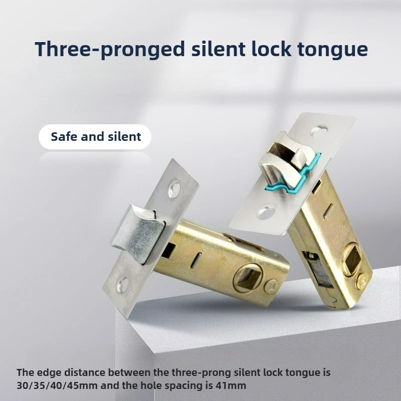 

Bathroom Lock Tongue Zinc Alloy Plug-in Three Pronged Silent Lock Core Room Door Lock Bathroom Single Tongue