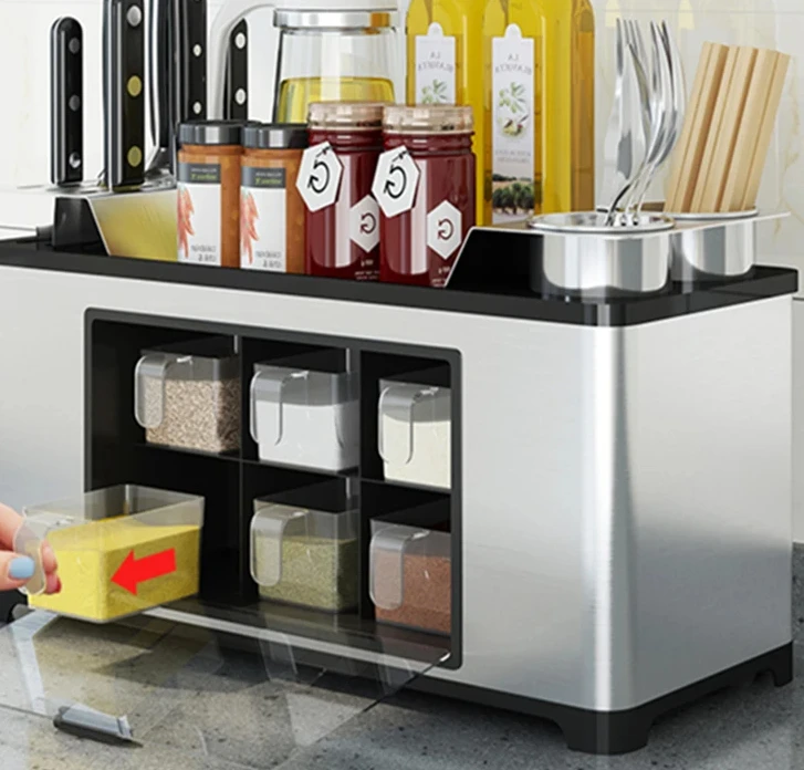 

Kitchen multifunctional storage rack, seasoning box, bottle, jar, kitchen utensils, knife holder, chopsticks, household applianc