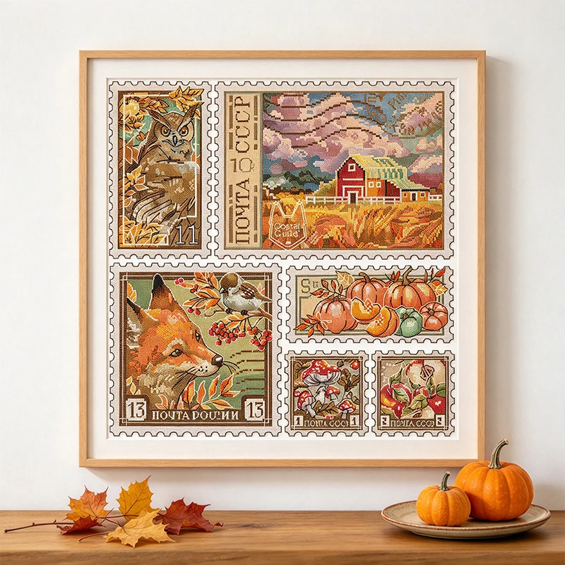 Joy Sunday Counted Stamped Cross Stitch Kit Autumn Stamps 11/14/16CT Aida Cloth DMC Thread DIY Needlework Gift Factory Wholesale