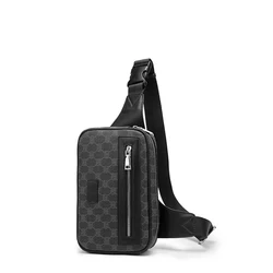 Bolso de hombro de PU para hombre, bolsa de pecho impermeable, práctica, a la moda, para ocio, deportes al aire libre, bicicleta, teléfono móvil