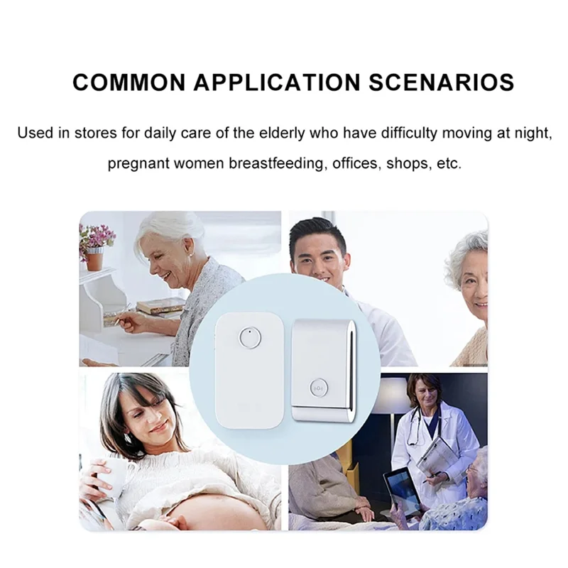 FORW-433 Mhz Self-Generating Wireless Doorbell 38 Ringtones Dingdong Doorbell Elderly Pager For Smart Home