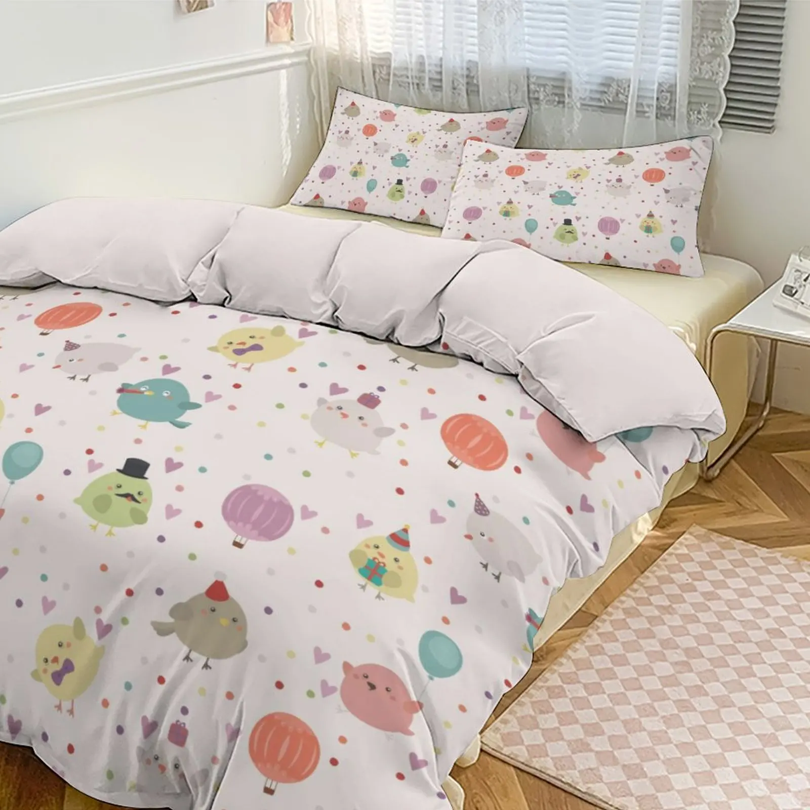 

Cute Animal Printed Bedding Set, Skin - Friendly Brushed Fabric, Fit for Home/Kid’s Room/Girly Bedroom