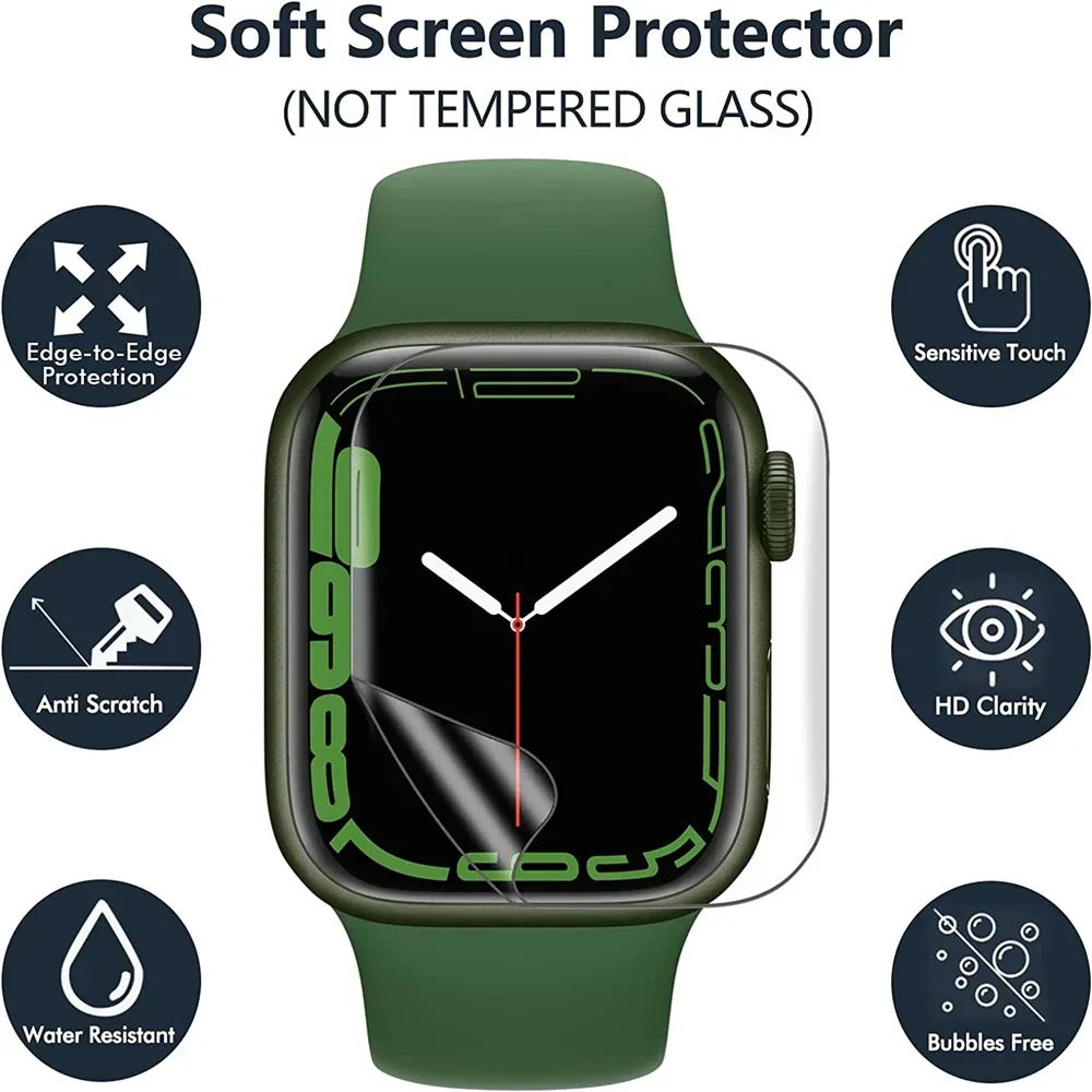 5PCS Hydrogel Screen Protector Film for Apple Watch 9 8 7 6 SE 5 4 3 44MM 42MM 38MM Not Glass for IWatch 8 Ultra 41MM 45MM 49MM