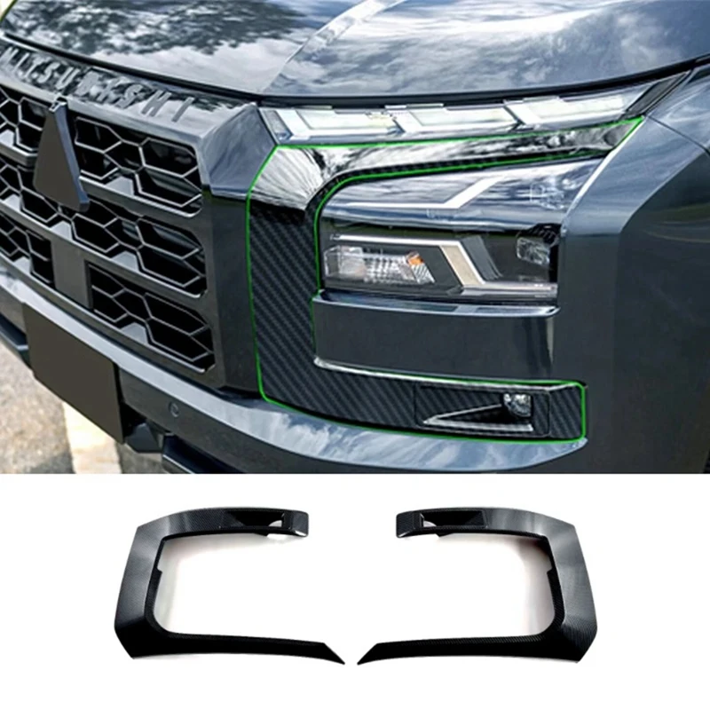 

For Mitsubishi Triton / L200 2024 Headlight Lamp Eyebrow Headlight Cover Fog Light Lamp Cover Trim Durable Carbon Fiber