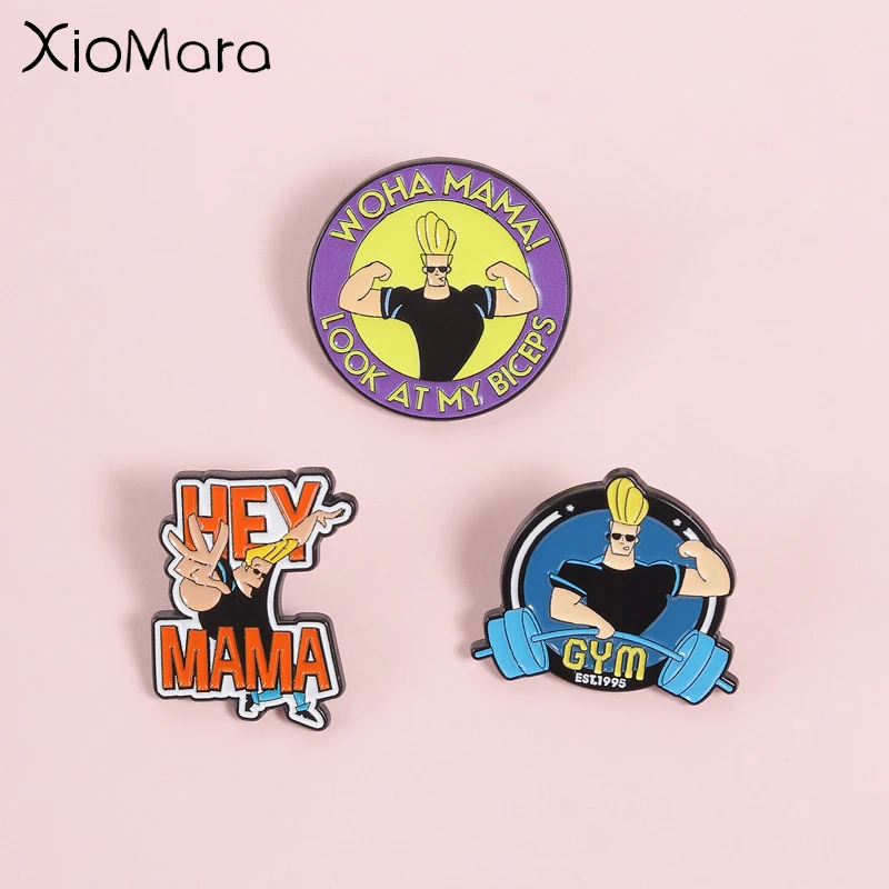 Vintage Funny Anime Muscle Man Enamel Pins , Humorous Classic Quotes Decorations, Unisex Design, Cosplay Daily Accessories Gift