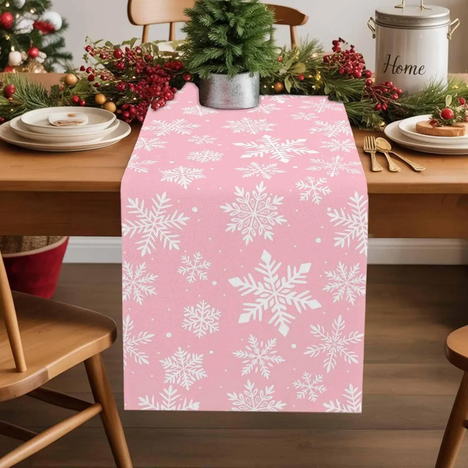 عيد الميلاد الثلج الكتان الجدول العدائين عطلة حزب زينة الشتاء عطلة طاولة طعام العدائين زينة عيد الميلاد #1