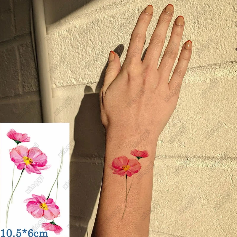 Autoadesivo del tatuaggio temporaneo impermeabile rosa farfalla ape fiori braccio per bambini polso trasferimento dell'acqua falso Tatto Body Art donna uomo