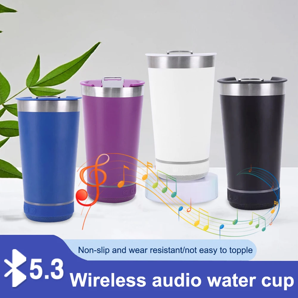 Smart Music Water Bottle Stainless Steel Vacuum Flask Insulated Cup Cold Juice Cup Coffee Mug Wireless Bluetooth Speaker Cup