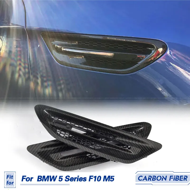 

Car Front Side Fender Air Vent Cover Trims Carbon Fiber for BMW 5 Series F10 M5 Sedan 2012-2017 Side Signal Cover Mesh Grille