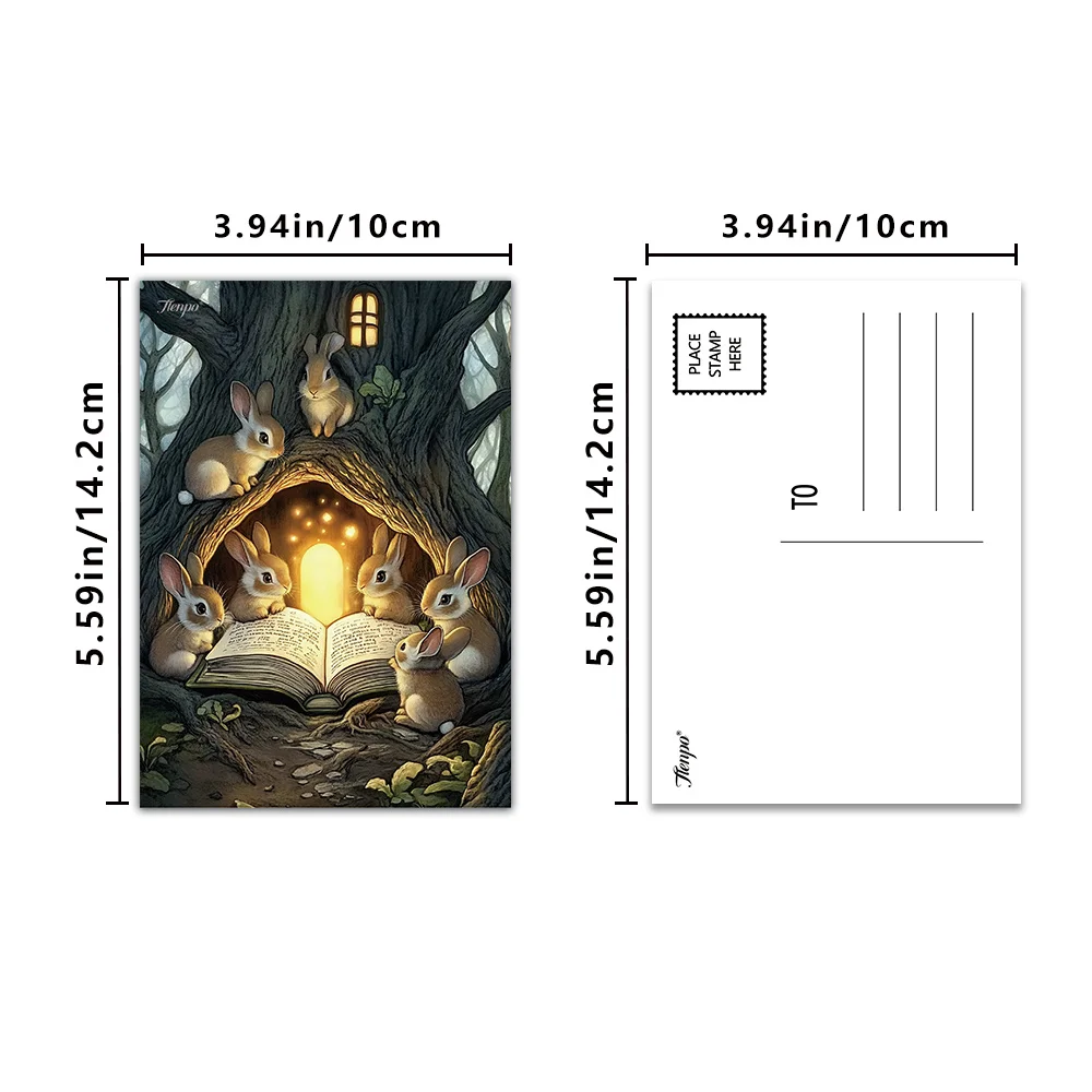32pcs, animal reading postcards, indoor bedroom decoration, wall stickers, message cards, greeting cards,commemorative postcards