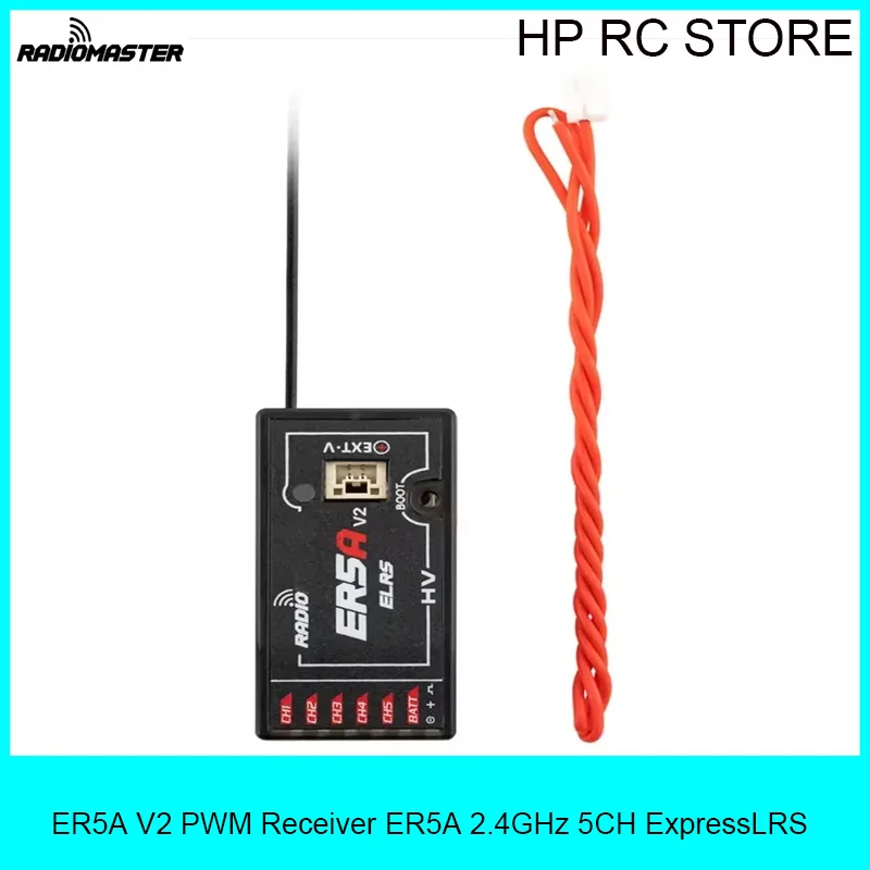 RadioMaster ER5A V2 2.4G ELRS 5CH PWM 10mW 35V Telemetry 6.7g for Fixed Wing Drone