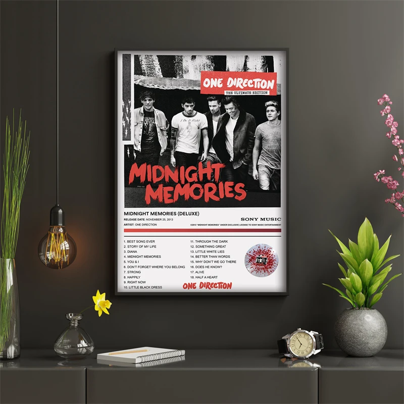 pop Rap Music Album Cover One Direction Poster Rapper Hip Hop Rock MIDNIGHT MEMORIES MADE IN THE A M Canvas Wall Art Room Deco