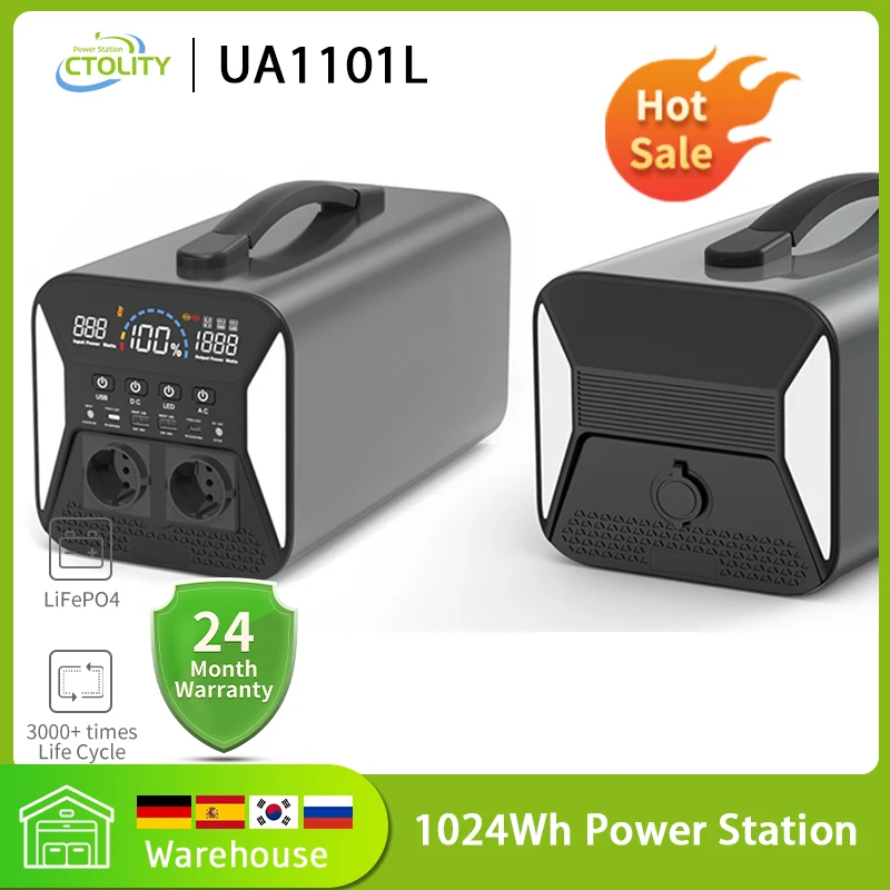 EU Panel 1024Wh Portable Power Station With 200W Solar Panel Lifepo4 Battery 1000W Energy Solar Generator For Camping Tent