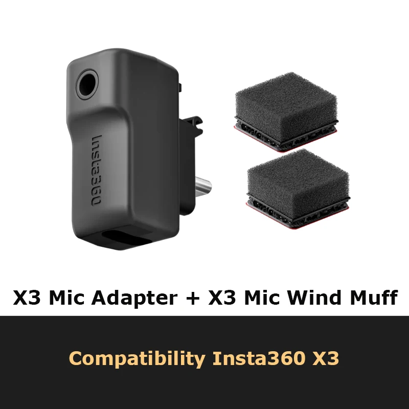 Insta360 Mic Adapter (For X3/X4/ACE PRO/ACE) - Official 360 Action Camera Accessory