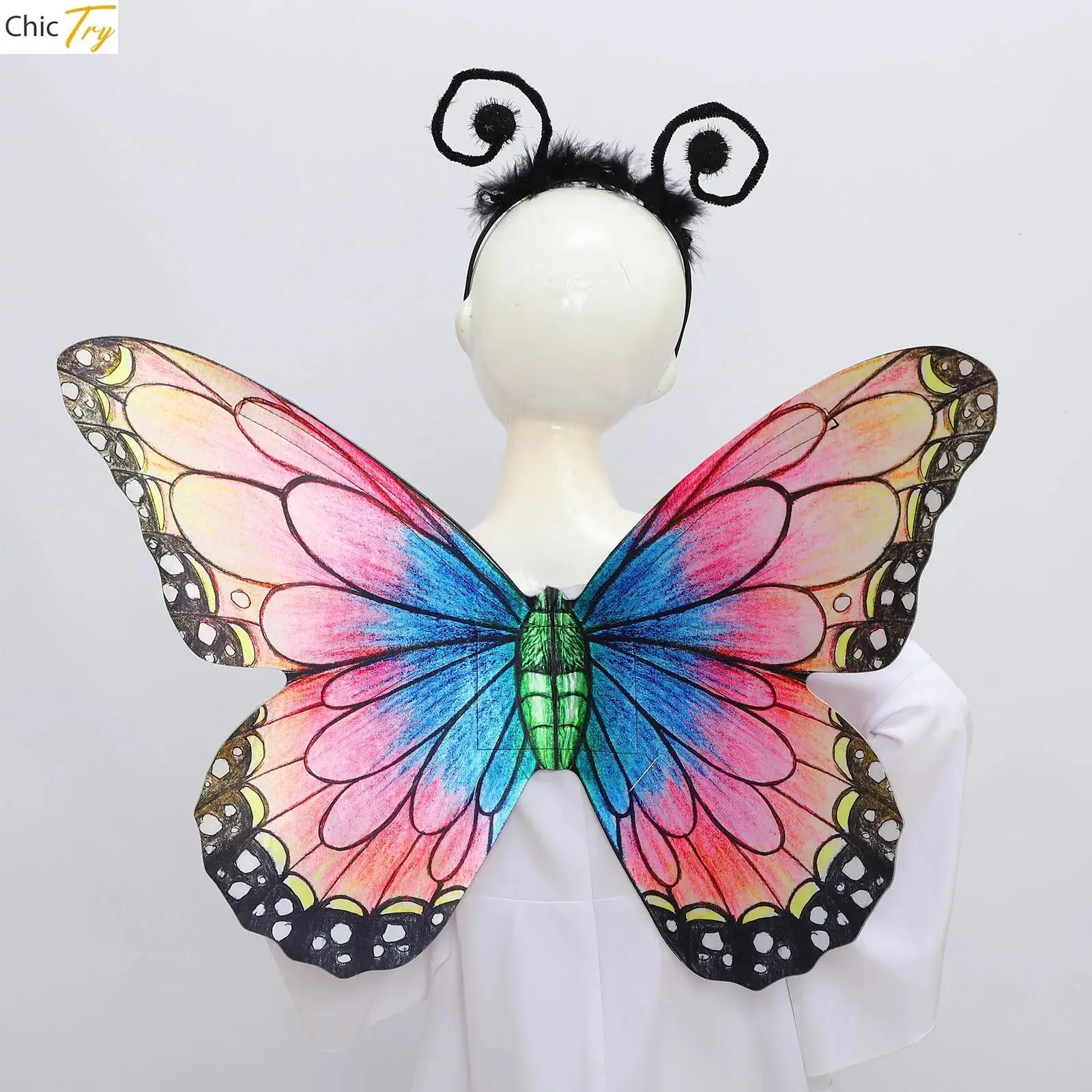 

Flower Butterfly Fairy Elf Wings Vivid Colors Wings Halloween Cosplay Costume Accessory Graduation Performance Stage Props Wing
