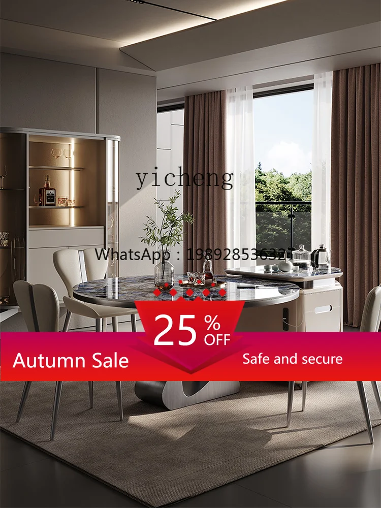 

Small Apartment Kitchen Multi-Functional Light Luxury High-Grade Stone Plate Retractable Separation Table living room decoration